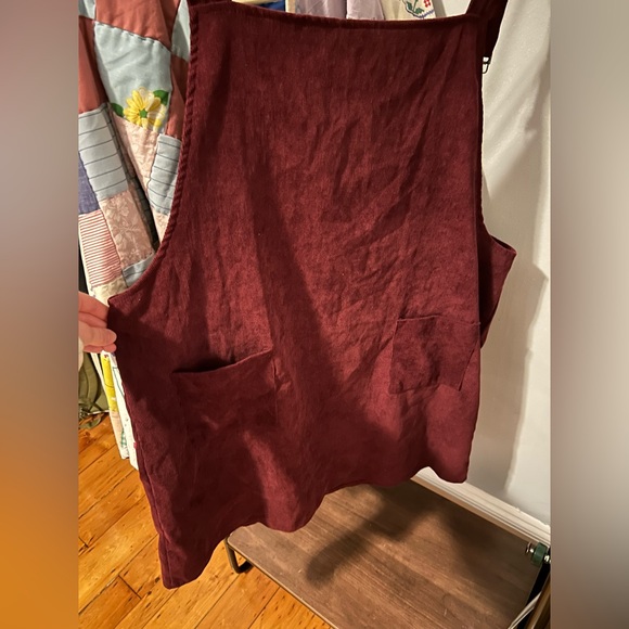 Burgundy Corduroy Overall Dress - Picture 3 of 3